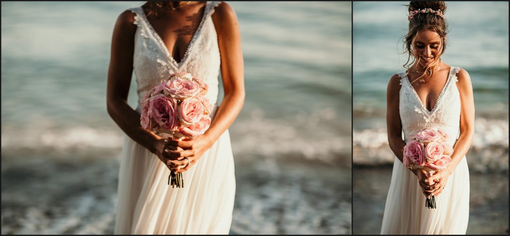 Mariage au Rayol Canadel bouquet de la mariée devant la mer