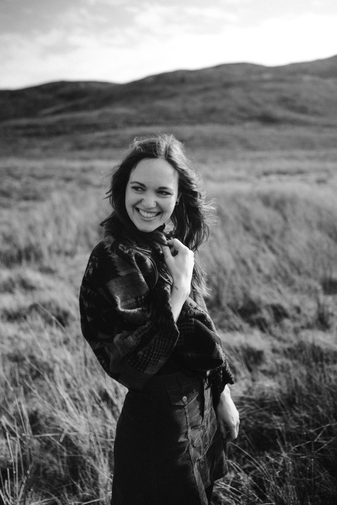 Couple Session on Isle of Skye future bride black and white