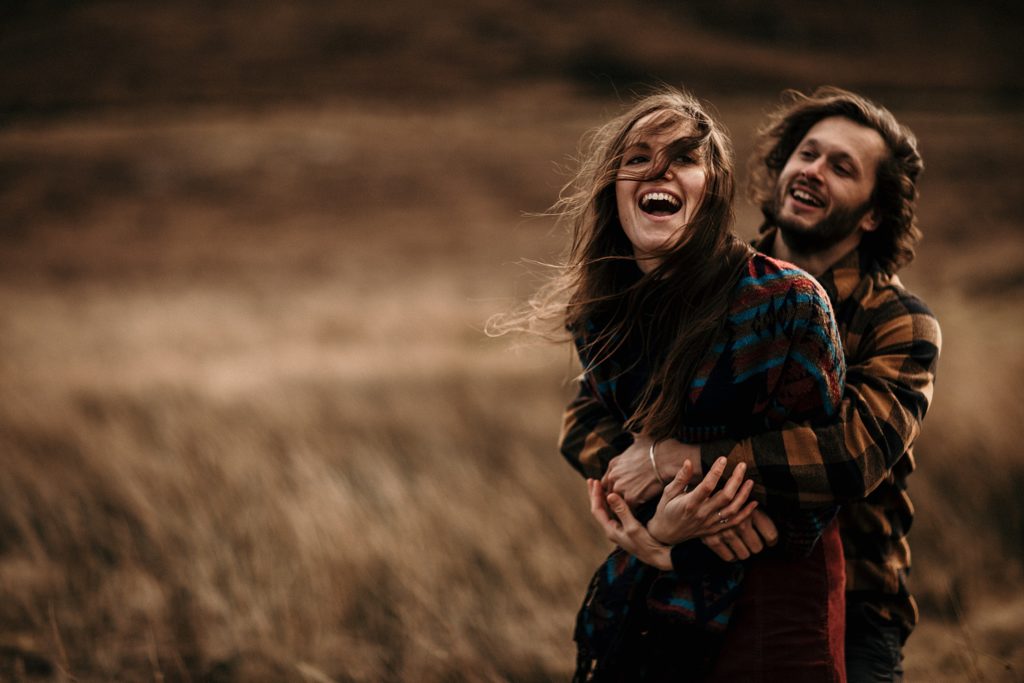 Couple Session on Isle of Skye lovers with fun and love in scotland